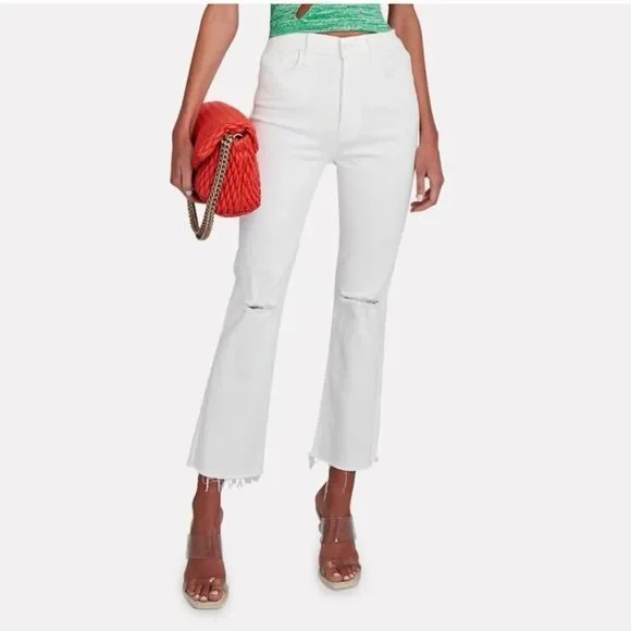 Mother The Tripper Ankle Fray White Jeans Size 24